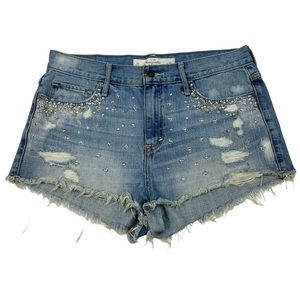 New Abercrombie & Fitch Distressed Bling Embellished Cut Off Shorts Size 10 W30